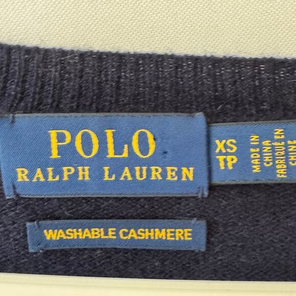 Polo Ralph Lauren Mens Washable Cashmere Sweater Size XS Navy Blue Old Money - Picture 2 of 8